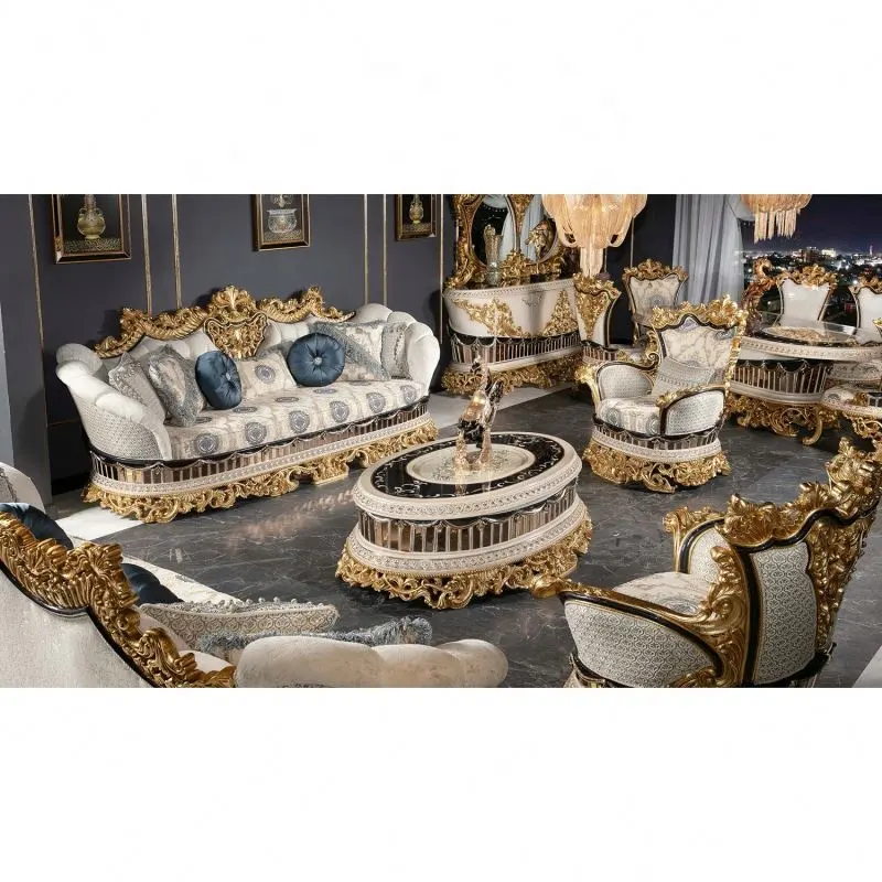 Set sofa mewah Timur Tengah Turki mahal Royal antik ukiran tangan ruang tamu mebel set bagian perabot klasik mewah