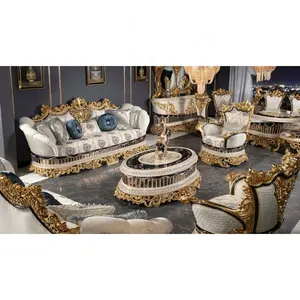Дорогой турецкий ближневосточный роскошный антикварный Королевский ручной резной набор мебели для гостиной, секционный Классический роскошный диван