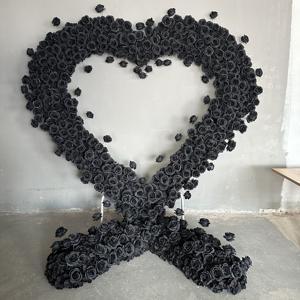 Y-HFA148 Arco de flores en forma de corazón rojo al por mayor, arco de rosas en forma de corazón, arco de flores artificiales de lujo, decoración de boda de seda - Product Image 4
