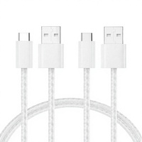 Kabel Pengisian Cepat 1.5m 15W USB-A ke USB-C 2-Pack Berbahan Nilon Kepang untuk iPhone 17/16 untuk S25 untuk iPad Pro 10-Putih