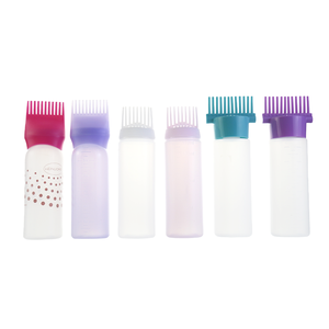 Brosse à cheveux de coiffure de barbier vide 6oz 180ml 2 en 1 bouteille ronde en plastique d'applicateur de peigne de nettoyage de teinture de cheveux avec échelle - Product Image 6