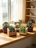Mini pot de fleurs décoratif en ciment sculpté à la main, style meuble, pour plantes succulentes, design canapé-lit mignon, style américain, pour la maison