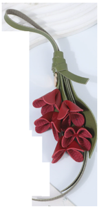 Porte-clés en cuir PU avec fleur d'osmanthus, breloque de sac, pendentif feuille irrégulière, anneau léger pour cadeau et sac - Product Image 2