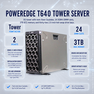 Servidor en Torre T640 PowerEdge T420 T430 T440 T550 T560 T620 T630 SAS, Memoria de Correo, Red de Respaldo * El PowerEdge T640 es un Servidor de Rack de 5U - Product Image 1