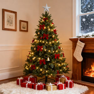 فخمة مضيئة مسبقًا مع أضواء بيضاء دافئة سهلة الإعداد مفصلية فروع شجرة عيد الميلاد - Product Image 3