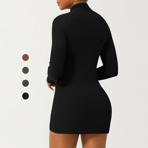 Sm2332 abito da Tennis sportivo a coste <span class=keywords><strong>con</strong></span> <span class=keywords><strong>mezza</strong></span> cerniera a maniche lunghe abito da Tennis da Golf ad asciugatura rapida abito sportivo abbigliamento sportivo - Product Image 3