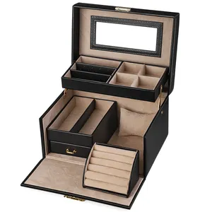 HI02 Jewelry <strong>Box</strong>, <strong>Girls</strong> Jewelry Organizer and Storage <strong>Box</strong>, Lockable Black <strong>Jewellery</strong> <strong>Box</strong> - Product Image 1