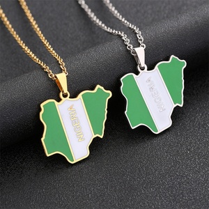 Collar con Colgante de Mapa de Nigeria al por Mayor, Bandera Esmaltada de Acero Inoxidable, Collar con Mapa de África, Colgante Personalizado con Forma de Mapa - Product Image 3