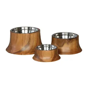 König neuesten Hund Stil Holz Feeder Stahlsc halen Holz Pet Food Feeder Produkt