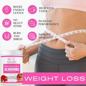 Private Label Platte Buik Detox Poeder Energie Boost Drank Aardbei Hibiscus Vetverbrander Poeder - Product Image 2