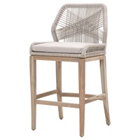 Chaise de bar Loungemobel très vendue, style nordique, en corde tressée, en bois massif, pour cuisine, jardin, terrasse