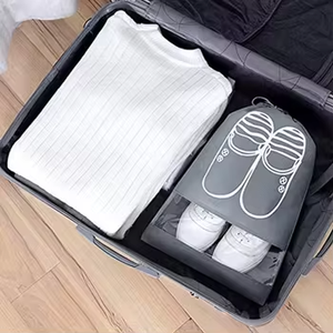Custom Fashionable Reusable Travel Shoes Storage Drawstring Dust <b>Bag</b> with <b>Clear</b> Window Portable Non-Woven <b>Bag</b> - Product Image 3