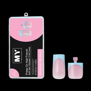 MyBeautyNails Ongles en gel souple à presser PMMA pour orteils et doigts, couvrance totale, style French - Product Image 3