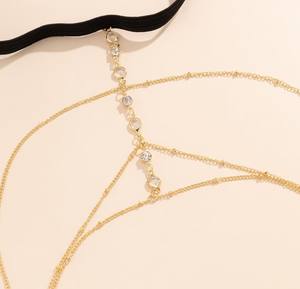 ベストセラーボヘミアンスタイル太ももチェーンジュエリーCzストーン付き18kゴールドステンレス鋼かわいい弾性バンド脚女性ボディチェーン - Product Image 4