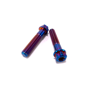 Kit de Fixations Hexagonales en Métal Brûlé Arc-en-ciel de Haute Qualité avec Boîte en Métal, Ensemble de Boulons Iridescent en Titane pour Moto de Course