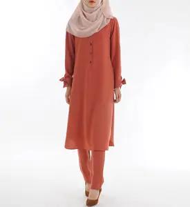 カジュアルな服のためのモダンなスタイルの女性のブラウススーツbaju kurung muslimahトップ