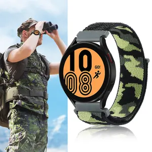 नवीनतम डिजाइन 20mm 22mm Camo नायलॉन पाश ज़ुलु घड़ी का पट्टा सैमसंग गैलेक्सी के लिए स्मार्ट घड़ी