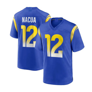 Camiseta de Fútbol Americano para Hombre, Camisetas de Los Ángeles # 10 Cooper Kupp # 17 Puka Nacua # Camiseta de Manga Corta con el Número 99 de <span class=keywords><strong>Aaron</strong></span> <span class=keywords><strong>Donald</strong></span> - Product Image 4