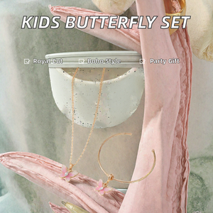 Children Bohemia XOXO Gold Plated Christian Butterfly Jewelry <b>Set</b> Necklace <b>Bracelet</b> <b>Earring</b> <b>Set</b> Party Gift - Product Image 2