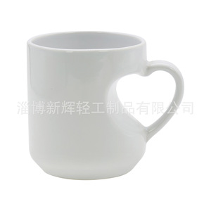 Mug en céramique blanc irrégulier, mugs en porcelaine pour cadeaux d'affaires, couleur unie, origine Zibo - Product Image 4