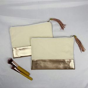 Oem Quality <b>Blush</b> for Large Portable Eco-Friendly Natural Cotton Canvas Makeup Pouch Cosmetic <b>Bag</b> with Zipper - Product Image 4