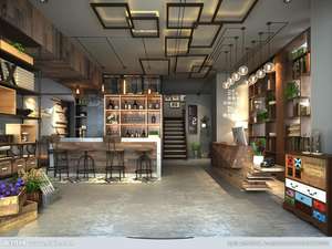 Design de café-restaurant de style urbain, ambiance élégante de la décoration intérieure du café - Product Image 3