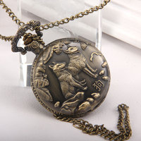 Antiguo doce Zodiaco bronce reloj de bolsillo Retro estéreo tallado Animal decorativo cuarzo 12 colgante Zodiaco reloj