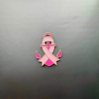 Broche internationale de sensibilisation au cancer du sein avec ruban rose en stock, insigne métallique en émail doux