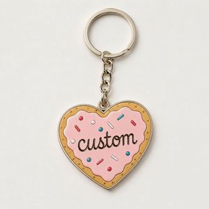 Llaveros Personalizados al por Mayor de Aleación de Zinc con Forma de Galleta, Cadenas con Forma de Snack, Souvenir de Comida, Diseño de Logotipo de Panadería, Llavero Promocional - Product Image 2