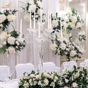 new design Factory sale Low Price wedding clear candle holder 5arms 9 arms crystal candelabra for trending