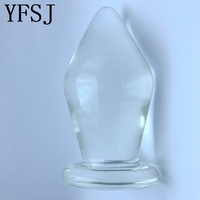 Juego de Tres Tapones Anales Grandes de Vidrio Transparente, Tapón Anal para Masturbación Anal, Expansión, Juguete Sexual para Adultos