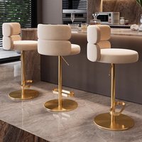 Chaise de bar moderne de luxe nordique, tabouret haut pivotant en acier inoxydable, repas stable, cuir synthétique PU, maison, hôtel
