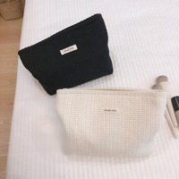 Nouveau BSCI en vrac Design personnalisé Logo motif doré doux luxe femmes trousse de toilette voyage trousse de maquillage en toile de coton
