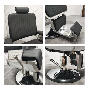 Sillón de Barbería de Diseño Italiano Moderno y Lujoso, Cuero PU de Alta Calidad con Base Cromada, Reclinable, Hidráulico, para Estilistas - Product Image 5