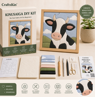 Kit de Pintura con Tela de Paisaje Highland Kinusaiga, Kit de Manualidades sin Costuras para Amantes de las Artesanías, Set de Regalo para Decoración de Cocina, Todos los Materiales Incluidos