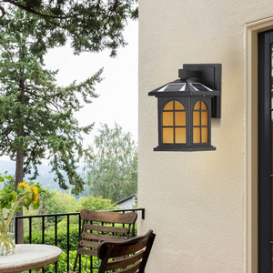<b>Solar</b> Outdoor Wall <b>Lantern</b> Aluminum Alloy Tempered Glass Diffuser 2700K Warm White LED <b>Garden</b> Lighting 10-Year Warranty - Product Image 6