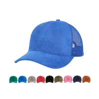 Gorra de béisbol de lujo de 5 paneles de gamuza y malla con logo bordado personalizado, estilo camionero, para ropa urbana