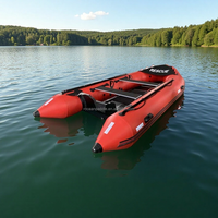 Bateaux de pêche gonflables OEM à bande de caoutchouc, bateaux à bateau pneumatique avec auvent et roues