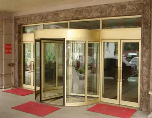 Powder Coated 3 Wings Automatic Rotating Glass Door manual revolving door Automatic Revolving Door