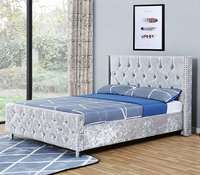 Wills oon Luxury Style Moderne Möbel Doppel-Kingsize-Bett Diamant getuftet gepolstert Wingback Kopfteil Holzrahmen Leder