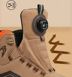 Leichte Arbeits stiefel für Herren Drehknopf-Sicherheits schuhe Mode Leder Oberer atmungsaktiver Gummi für Winter wanderungen im Freien - Product Image 6