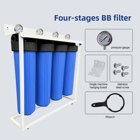 Sistem Filter air seluruh rumah 4-tahap dengan PP/CTO/GAC/Resin 20 inci botol BB penyaringan air penggunaan di rumah dengan garansi 1 tahun