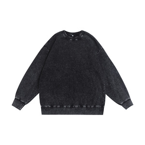 Sweat-shirt surdimensionné en molleton bouclette épais, coupe carrée et épaules tombantes, personnalisé OEM, style <span class=keywords><strong>batik</strong></span> vieilli, col rond, effet délavé - Product Image 3