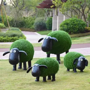 Outdoor Decorative Turf Sheep Resin Fiberglass Environmental Protection Paint Cartoon Garden Ornaments Life Size Sheep Statues