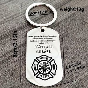 Nouveau porte-clés en acier inoxydable de marque militaire pour homme, motif signal d'alarme incendie, pour la sécurité des pompiers - Product Image 4
