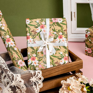Floral pattern gift <b>wrapping</b> <b>paper</b> Pink and <b>white</b> flower pattern kraft <b>paper</b> Available in stock and customizable - Product Image 2