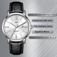 Montre chronographe de luxe pour homme, montre-bracelet en cuir sport business, montre classique vintage, montre à quartz étanche 30M