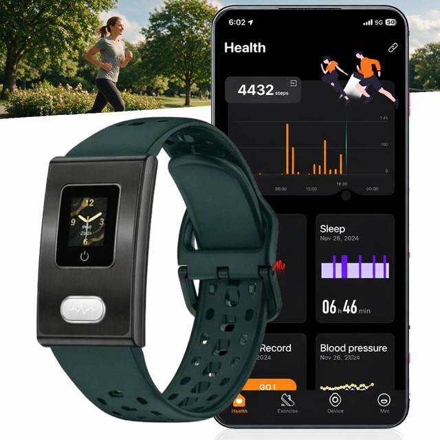 OEM ODM ETQ14 Smart Wristband 0.56'' TFT Mini Screen Sleep Tracker ECG SpO2 BP Temp Message Notification Weather IP67 Silicone