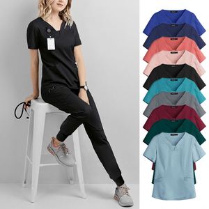 Medical Uniform Nurses Wear Wholesale <b>Work</b> Nursing Suit Jogger Hospital Reusable Polyester Customized <b>Scrub</b> Set Fabric <b>Scrubs</b> - Product Image 2