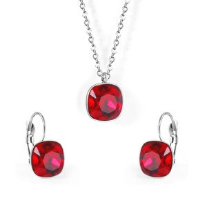 Red Zircon Note Jewelry <b>Set</b> Stainless Steel Jewelry <b>Earrings</b> and Pendant Statement <b>Gold</b> Jewelry <b>Sets</b> - Product Image 4